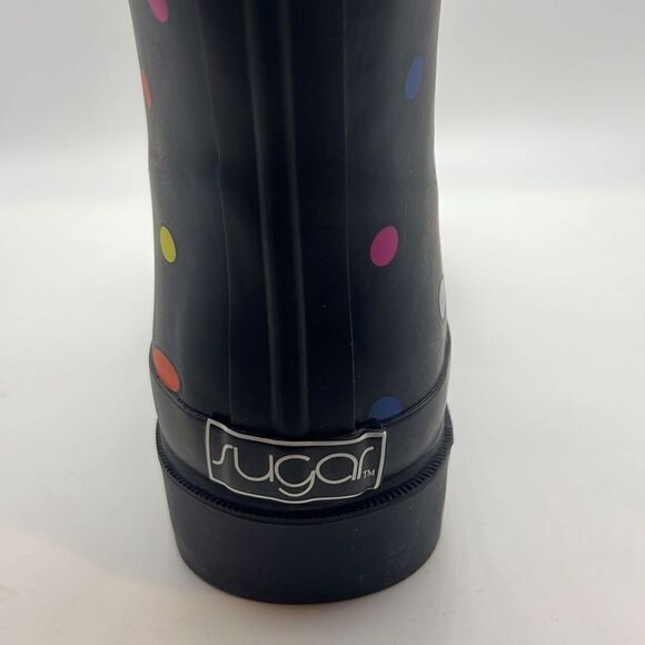 Sugar Raffle Tall “black fiesta‎ dot”Rain Boots-women’s -9 - Picture 5 of 7